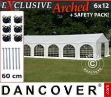 Juhlateltat Exclusive 6x12m PVC, "Arched", Valkoinen
